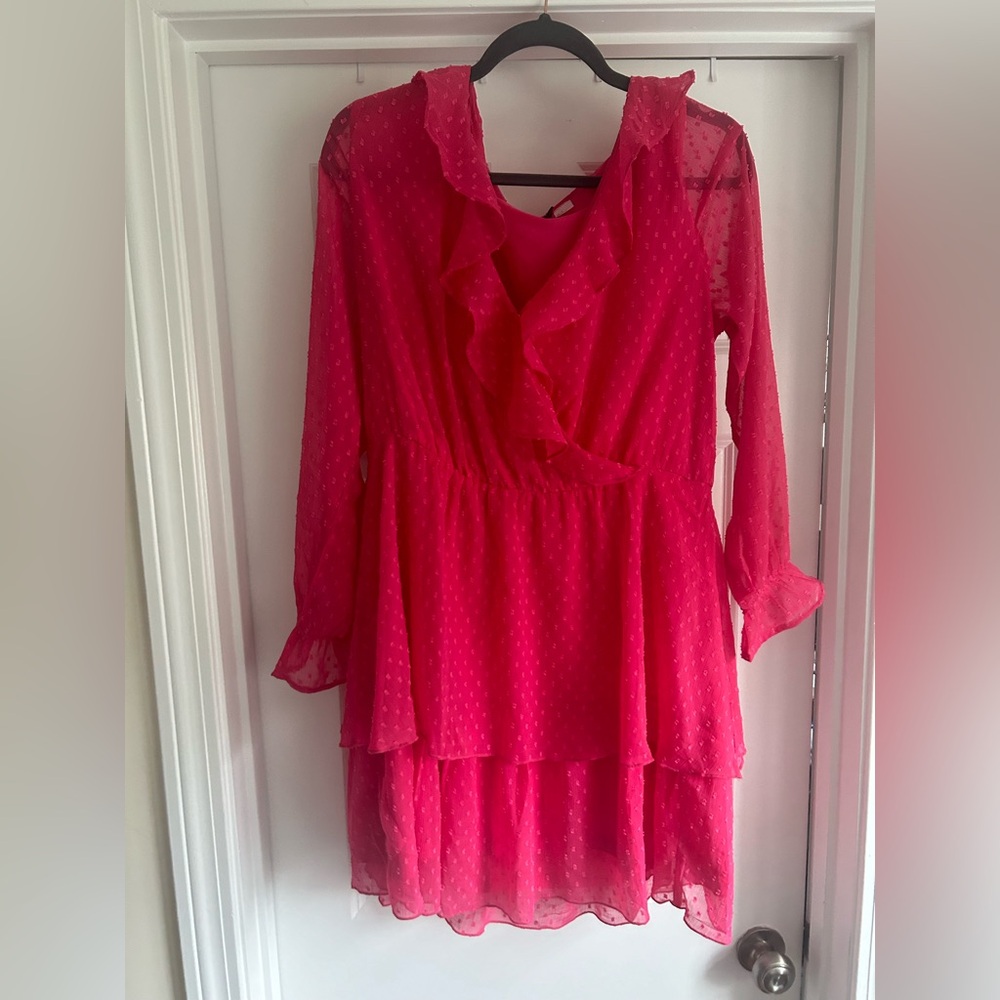 Hot pink long sleeve dress!
